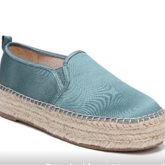 Nwot Sam Edelman Carrin Teal Leather/Satin Like Espadrilles Platform Ladies Sz.9